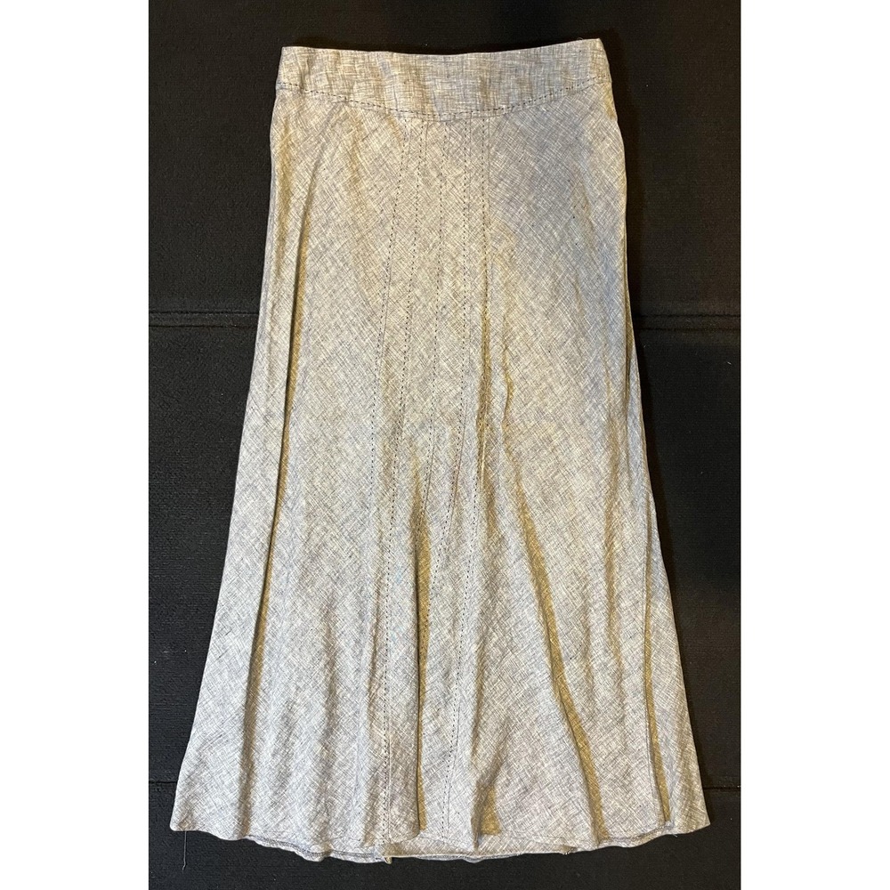 Saint Tropez West Skirt Womens 6 Gray Linen A Line Midi Lightweight Summer - Picture 2 of 7